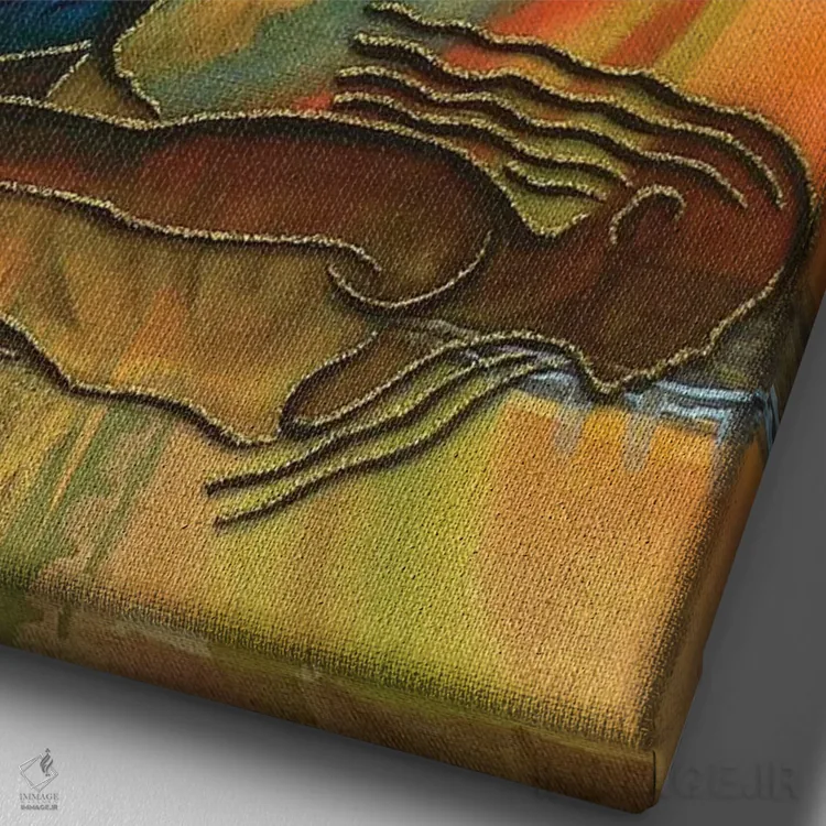 تابلو دکوراتیو یوگا ۳ اثر فرد اودل - نمای نزدیک بافت بوم