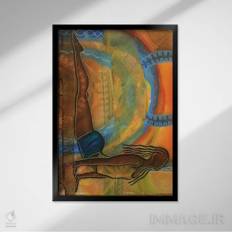 تابلو دکوراتیو یوگا ۳ اثر فرد اودل - نمای قابدار مشکی