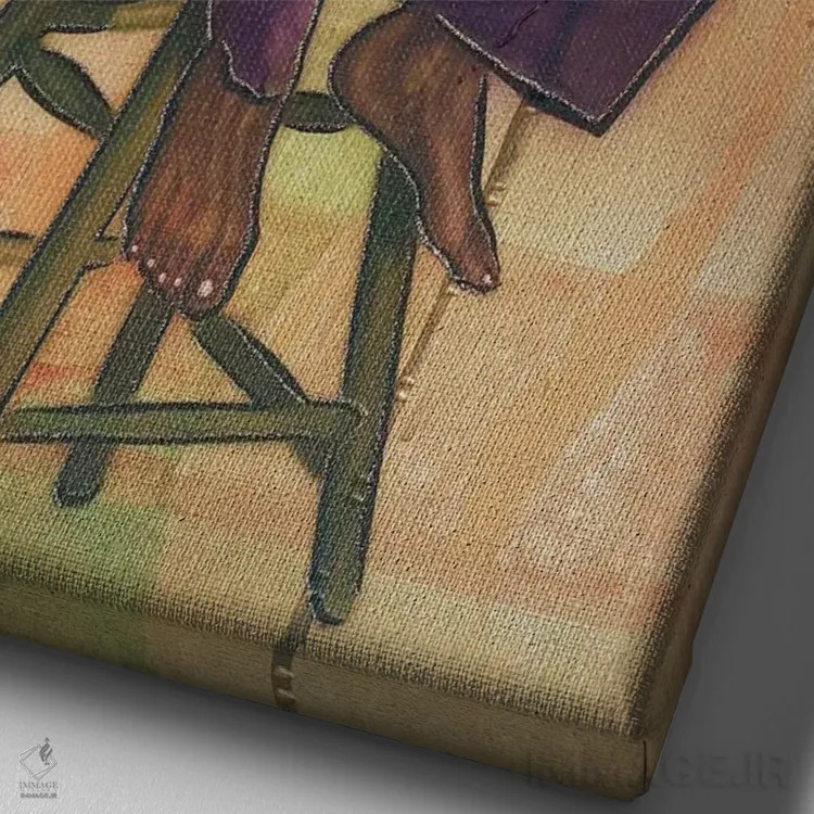 تابلو دکوراتیو آقای گیتاریست اثر فرد اودل - نمای نزدیک بافت بوم