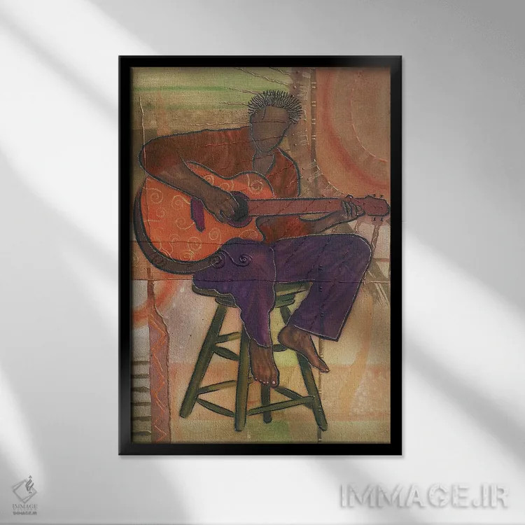 تابلو دکوراتیو آقای گیتاریست اثر فرد اودل - نمای قابدار مشکی