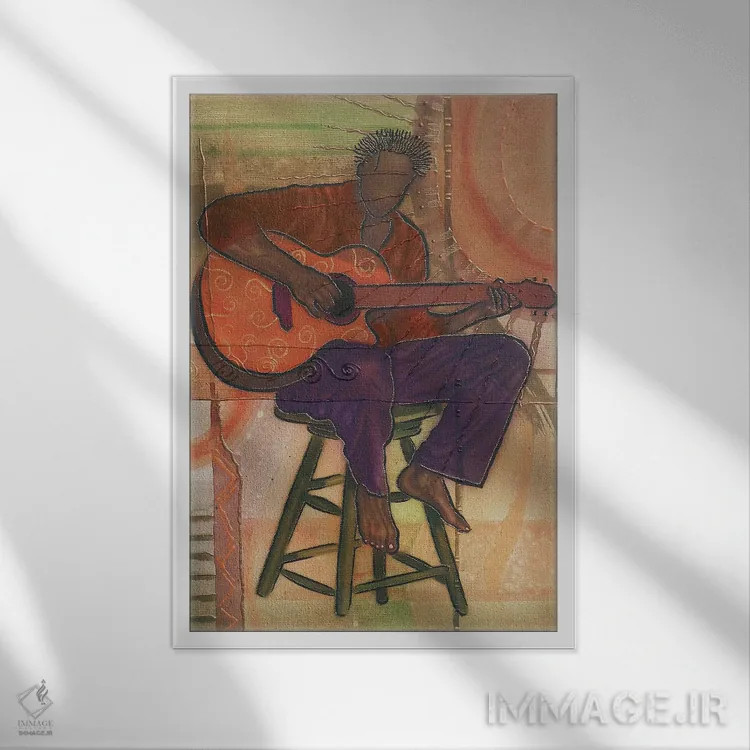 تابلو دکوراتیو آقای گیتاریست اثر فرد اودل - نمای قابدار سفید