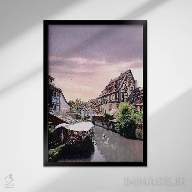 تابلو دکوراتیو غروب صورتی یک عمر، کولمار، فرانسه اثر فلوریان اولبرشتس - نمای قابدار مشکی