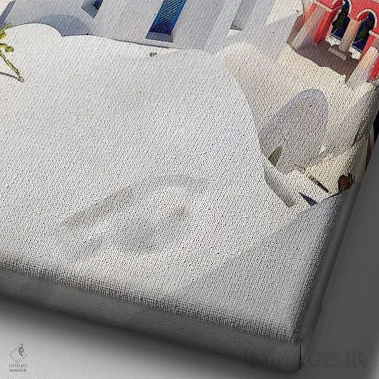 تابلو دکوراتیو سقفی به رنگ آسمان، اویا، سانتورینی، یونان اثر فلوریان اولبرشتس - نمای نزدیک بافت بوم