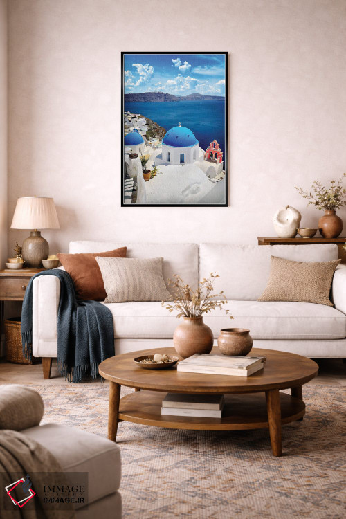 تابلو دکوراتیو سقفی به رنگ آسمان، اویا، سانتورینی، یونان اثر فلوریان اولبرشتس - D3B