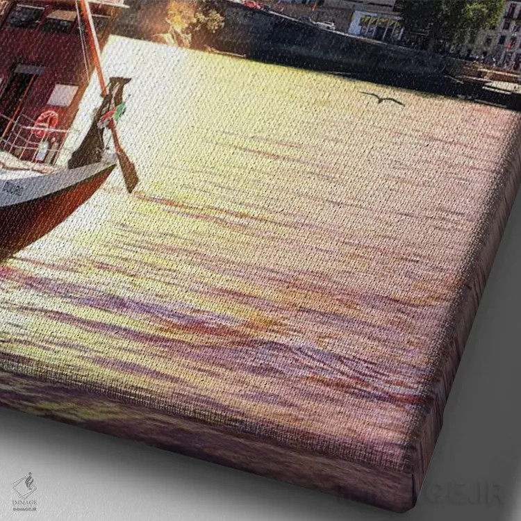 تابلو دکوراتیو زمانی که آب، زمین و هوا برای غروب در پورتو به هم می رس… اثر فلوریان اولبرشتس - نمای نزدیک بافت بوم