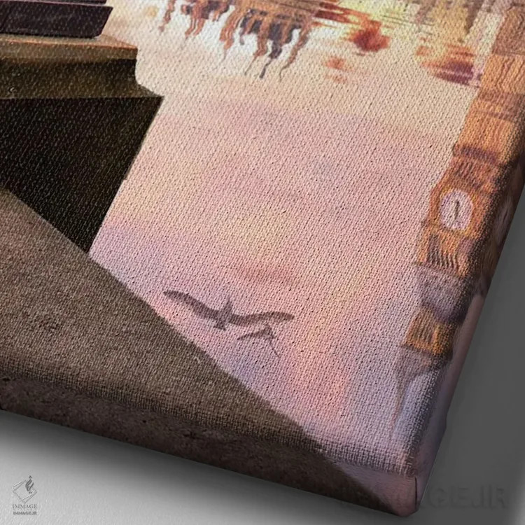 تابلو دکوراتیو زمانی که لندن سخن می گوید اثر فلوریان اولبرشتس - نمای نزدیک بافت بوم