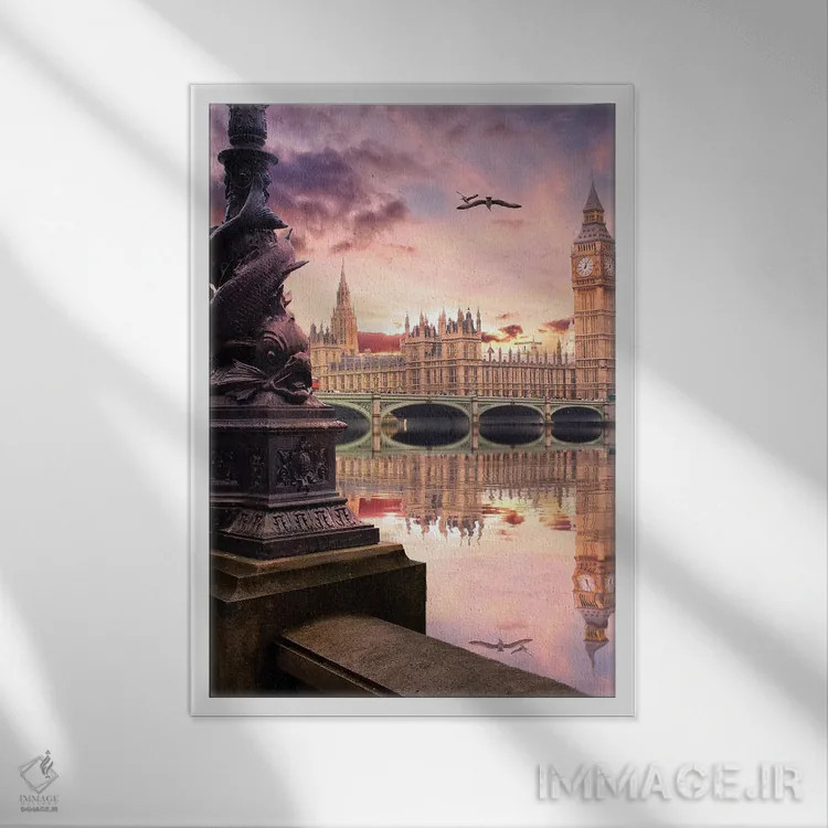 تابلو دکوراتیو زمانی که لندن سخن می گوید اثر فلوریان اولبرشتس - نمای قابدار سفید