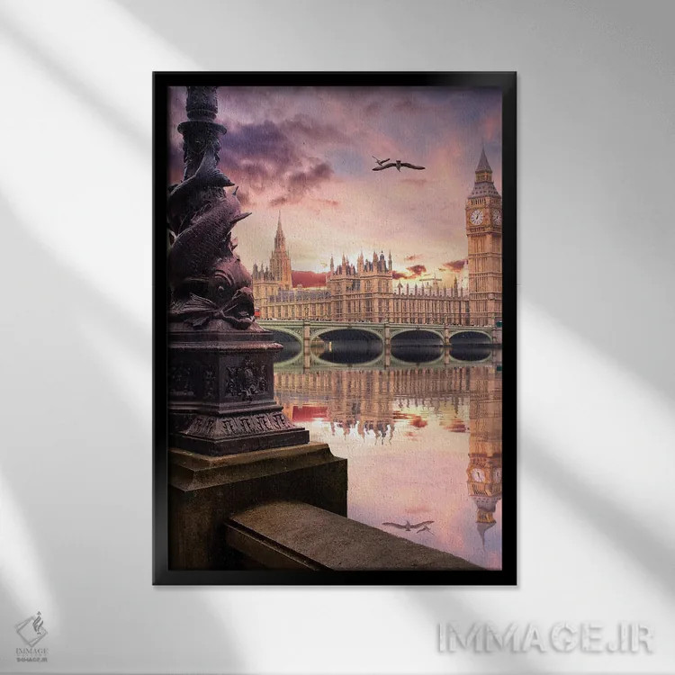 تابلو دکوراتیو زمانی که لندن سخن می گوید اثر فلوریان اولبرشتس - نمای قابدار مشکی