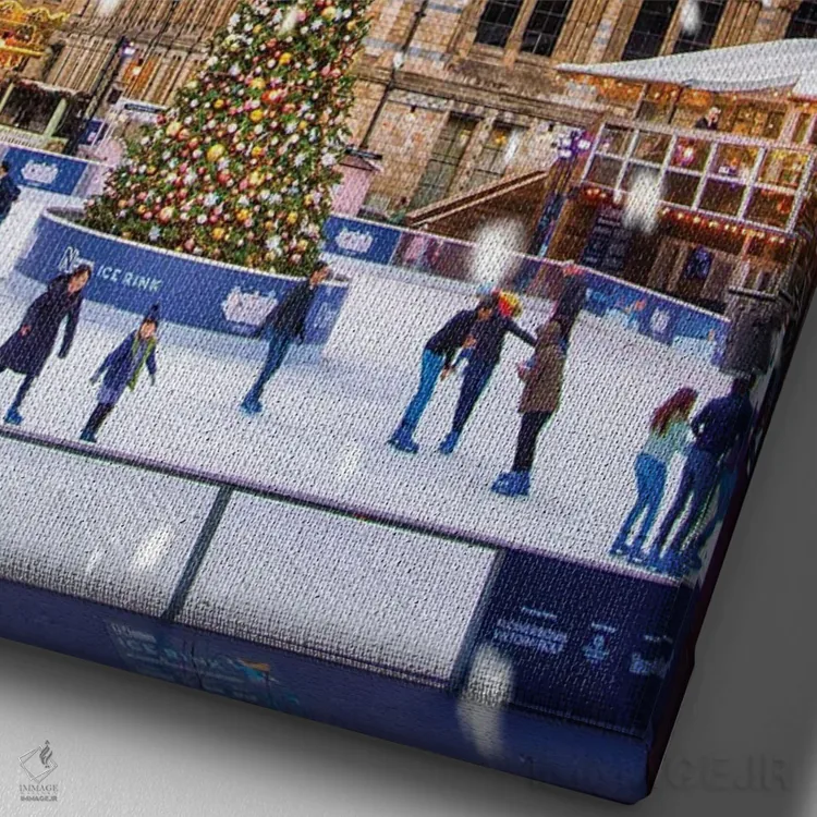 تابلو دکوراتیو زمستان در لندن اثر فلوریان اولبرشتس - نمای نزدیک بافت بوم