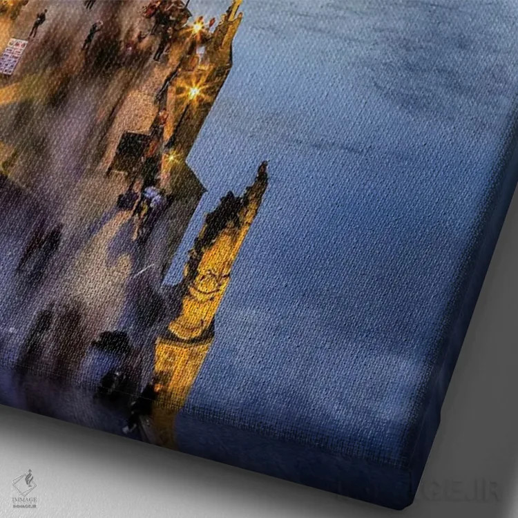 تابلو دکوراتیو شب پراگ اثر فلوریان اولبرشتس - نمای نزدیک بافت بوم