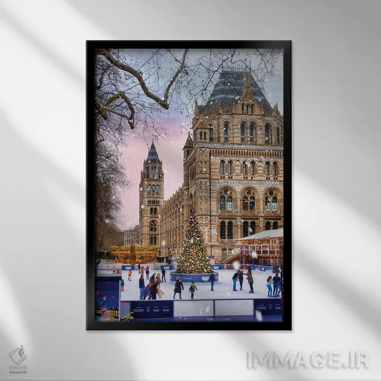 تابلو دکوراتیو زمستان در لندن اثر فلوریان اولبرشتس - نمای قابدار مشکی