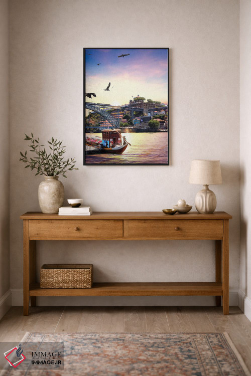 تابلو دکوراتیو زمانی که آب، زمین و هوا برای غروب در پورتو به هم می رس… اثر فلوریان اولبرشتس - D1B