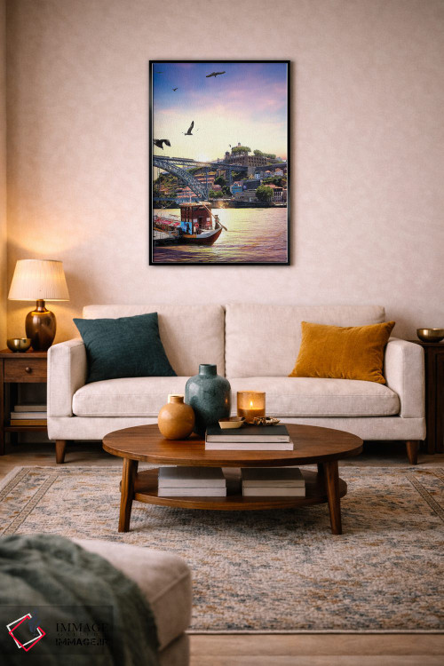 تابلو دکوراتیو زمانی که آب، زمین و هوا برای غروب در پورتو به هم می رس… اثر فلوریان اولبرشتس - D5B