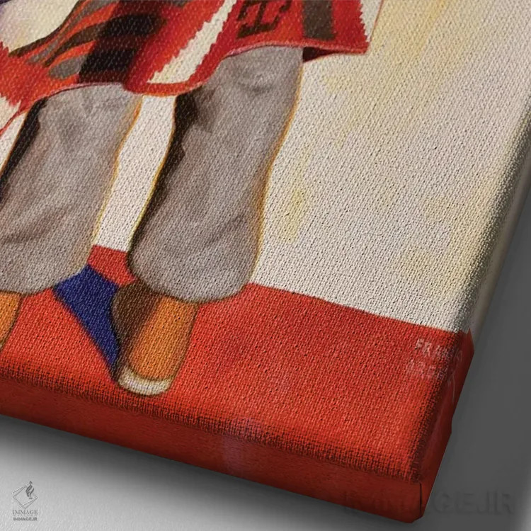 تابلو دکوراتیو رئیس ناواهو اثر فرانک اورداز - نمای نزدیک بافت بوم