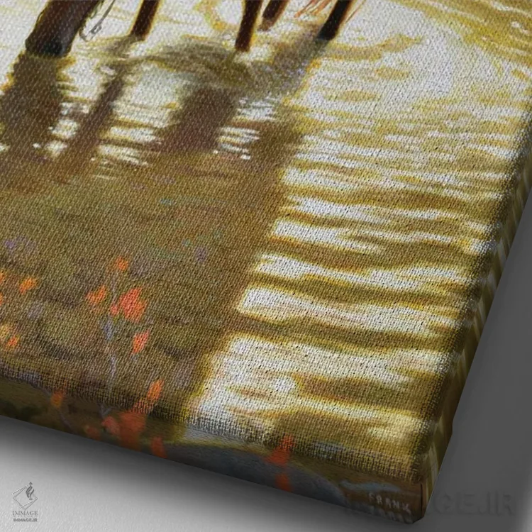 تابلو دکوراتیو بهاری در پاییز اثر فرانک اورداز - نمای نزدیک بافت بوم