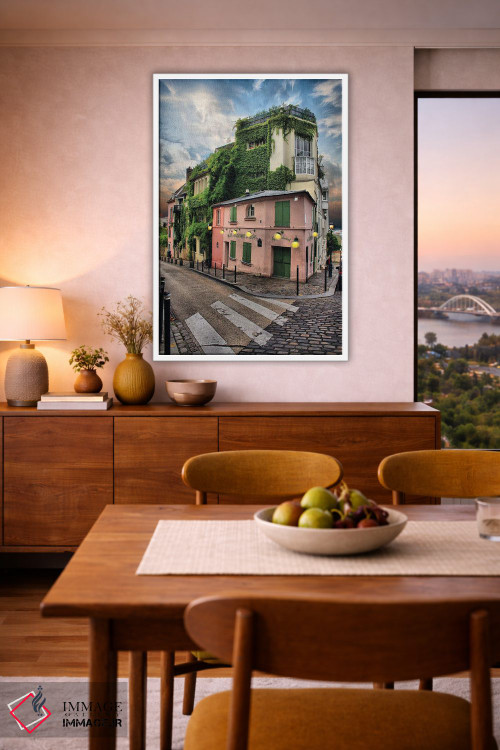 تابلو دکوراتیو خانه صورتی، مونمارتر، پاریس اثر فلوریان اولبرشتس - D5W