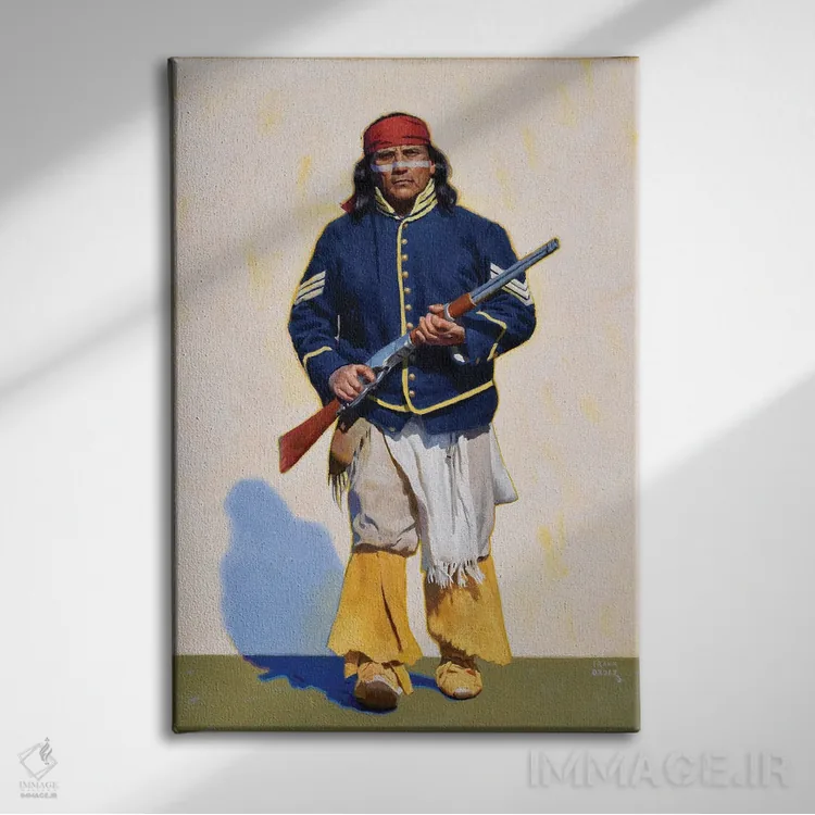 تابلو دکوراتیو رئیس آپاچی اثر فرانک اورداز - نمای روبهرو روی دیوار