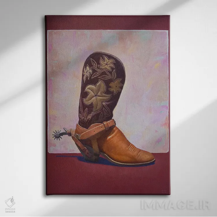 تابلو دکوراتیو چکمه و مهمیز اثر فرانک اورداز - نمای روبهرو روی دیوار