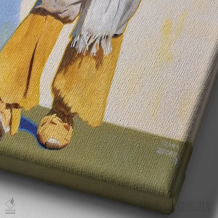 تابلو دکوراتیو رئیس آپاچی اثر فرانک اورداز - نمای نزدیک بافت بوم