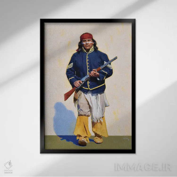 تابلو دکوراتیو رئیس آپاچی اثر فرانک اورداز - نمای قابدار مشکی