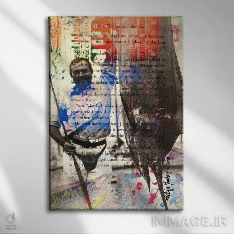 تابلو دکوراتیو ارنست همینگوی ۱ اثر فیلیپو ایمبریگی - نمای روبهرو روی دیوار