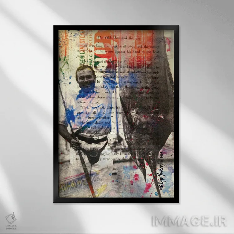 تابلو دکوراتیو ارنست همینگوی ۱ اثر فیلیپو ایمبریگی - نمای قابدار مشکی