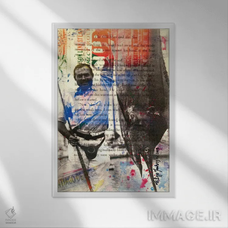 تابلو دکوراتیو ارنست همینگوی ۱ اثر فیلیپو ایمبریگی - نمای قابدار سفید