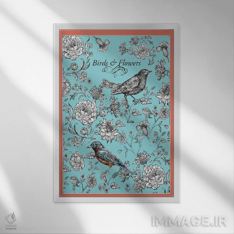 تابلو دکوراتیو پرندگان و گل ها اثر فانیتسا پترو - نمای قابدار سفید