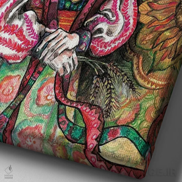 تابلو دکوراتیو تاج گل اوکراینی اثر فانیتسا پترو - نمای نزدیک بافت بوم