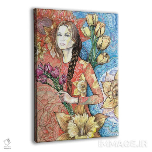 تابلو دکوراتیو لاله ها و نرگس ها اثر فانیتسا پترو - نمای پرسپکتیو محصول