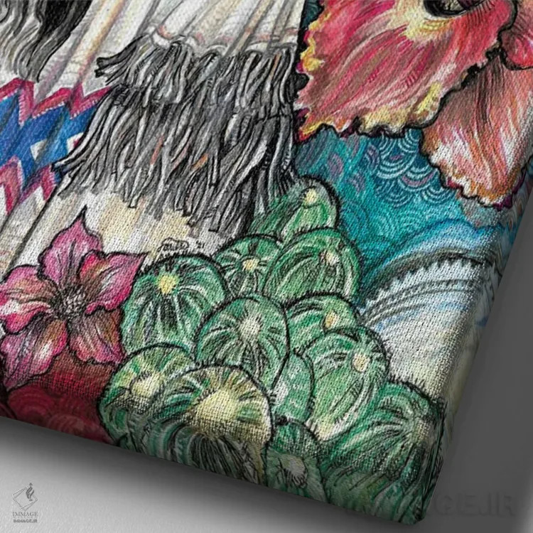 تابلو دکوراتیو گل صحرایی اثر فانیتسا پترو - نمای نزدیک بافت بوم