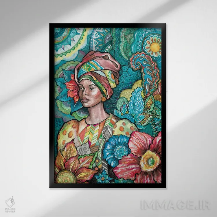 تابلو دکوراتیو گل آفریقایی اثر فانیتسا پترو - نمای قابدار مشکی