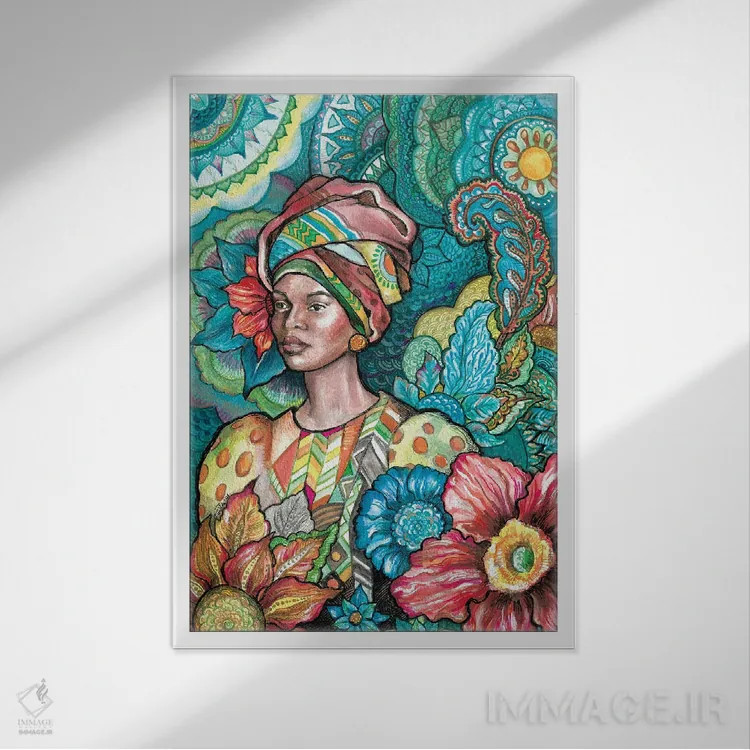 تابلو دکوراتیو گل آفریقایی اثر فانیتسا پترو - نمای قابدار سفید