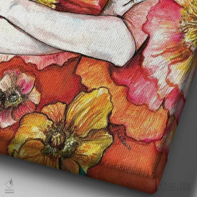 تابلو دکوراتیو شقایق دریایی اثر فانیتسا پترو - نمای نزدیک بافت بوم