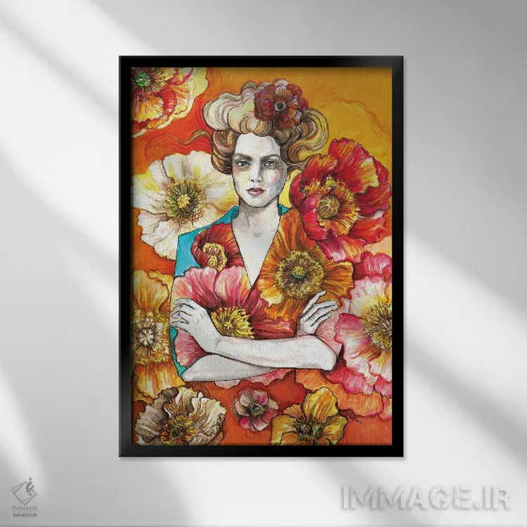 تابلو دکوراتیو شقایق دریایی اثر فانیتسا پترو - نمای قابدار مشکی