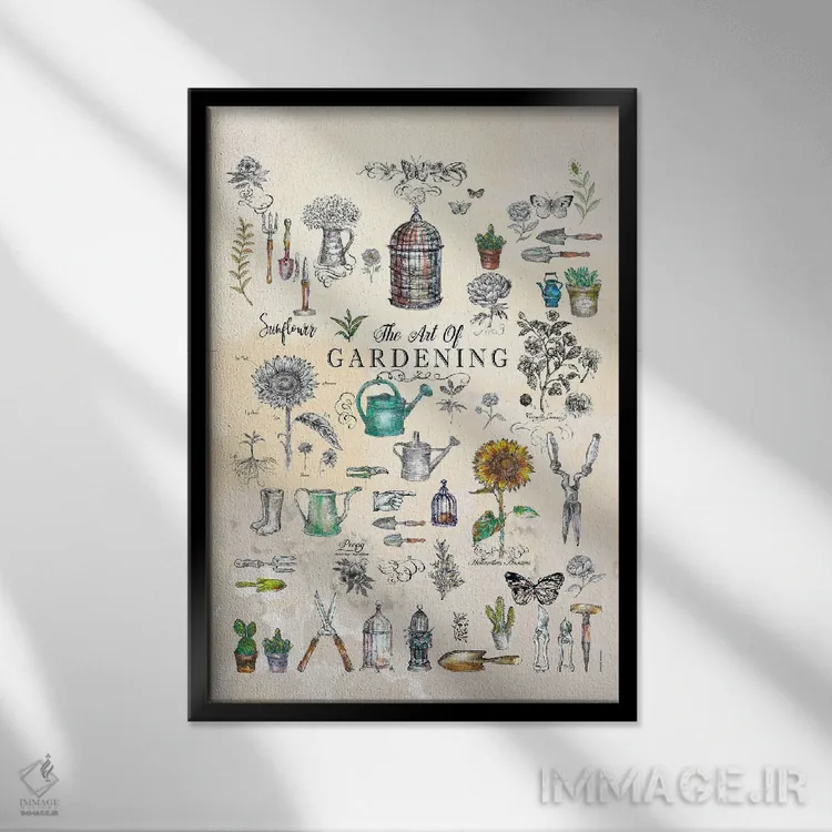 تابلو دکوراتیو هنر باغبانی اثر فانیتسا پترو - نمای قابدار مشکی