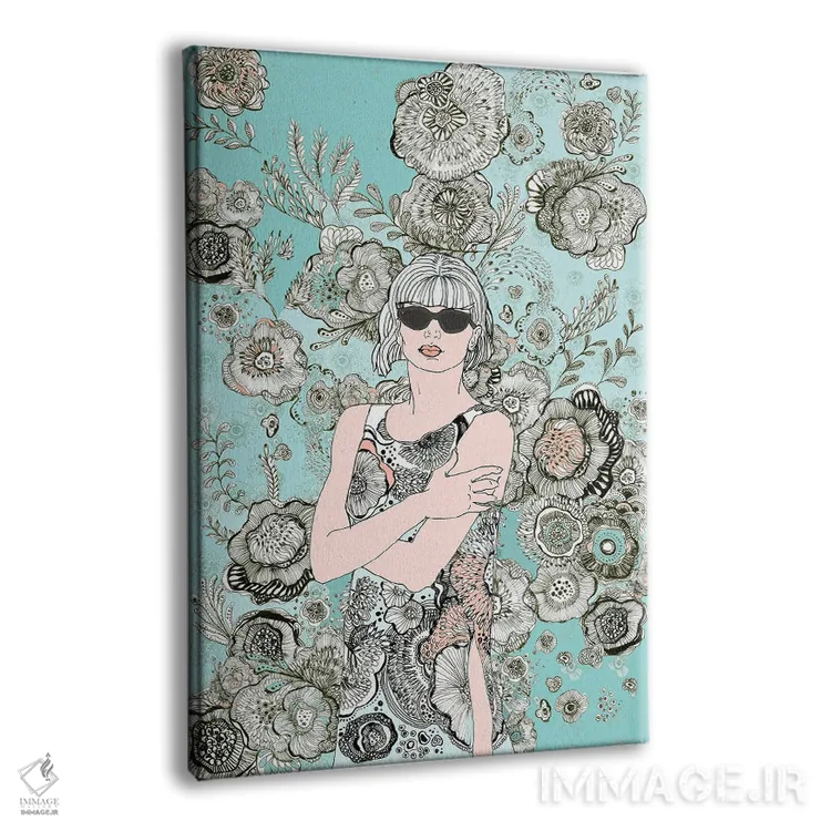 تابلو دکوراتیو گل ها و عینک آفتابی ۱ اثر فانیتسا پترو - نمای پرسپکتیو محصول