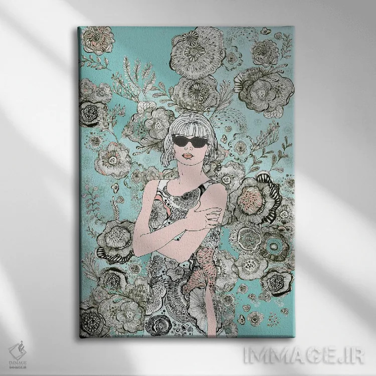 تابلو دکوراتیو گل ها و عینک آفتابی ۱ اثر فانیتسا پترو - نمای روبهرو روی دیوار