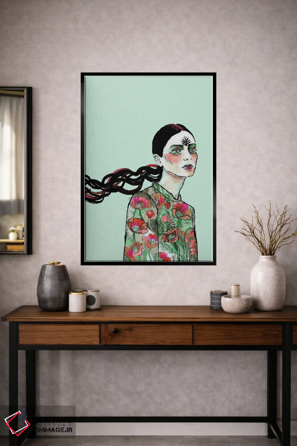 تابلو دکوراتیو موهای قرمز و مشکی ۳ اثر فانیتسا پترو - D1B