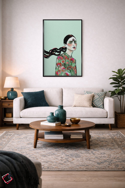 تابلو دکوراتیو موهای قرمز و مشکی ۳ اثر فانیتسا پترو - D5B