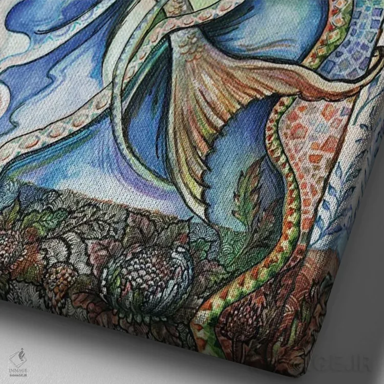 تابلو دکوراتیو رویای پری دریایی اثر فانیتسا پترو - نمای نزدیک بافت بوم
