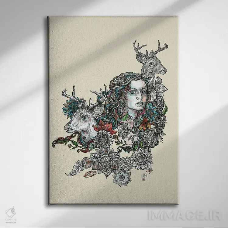 تابلو دکوراتیو حیوان روحی: گوزن اثر فانیتسا پترو - نمای روبهرو روی دیوار