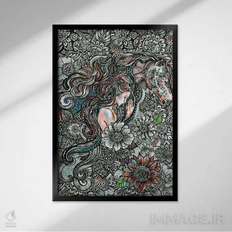 تابلو دکوراتیو حیوان روحی: اسب اثر فانیتسا پترو - نمای قابدار مشکی