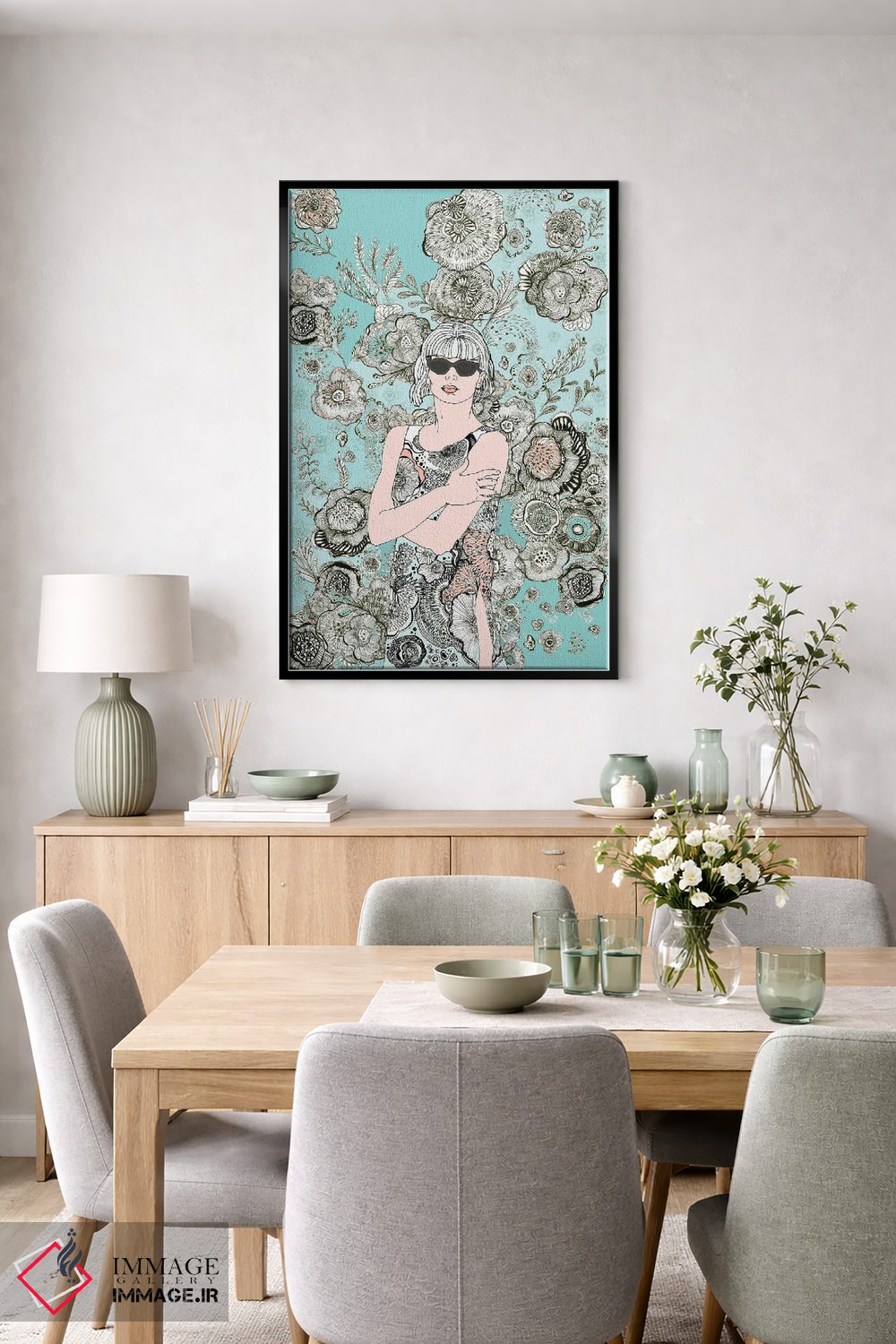 تابلو دکوراتیو گل ها و عینک آفتابی ۱ اثر فانیتسا پترو - D6B