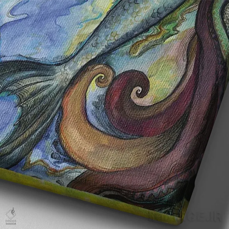 تابلو دکوراتیو زیر دریا اثر فانیتسا پترو - نمای نزدیک بافت بوم