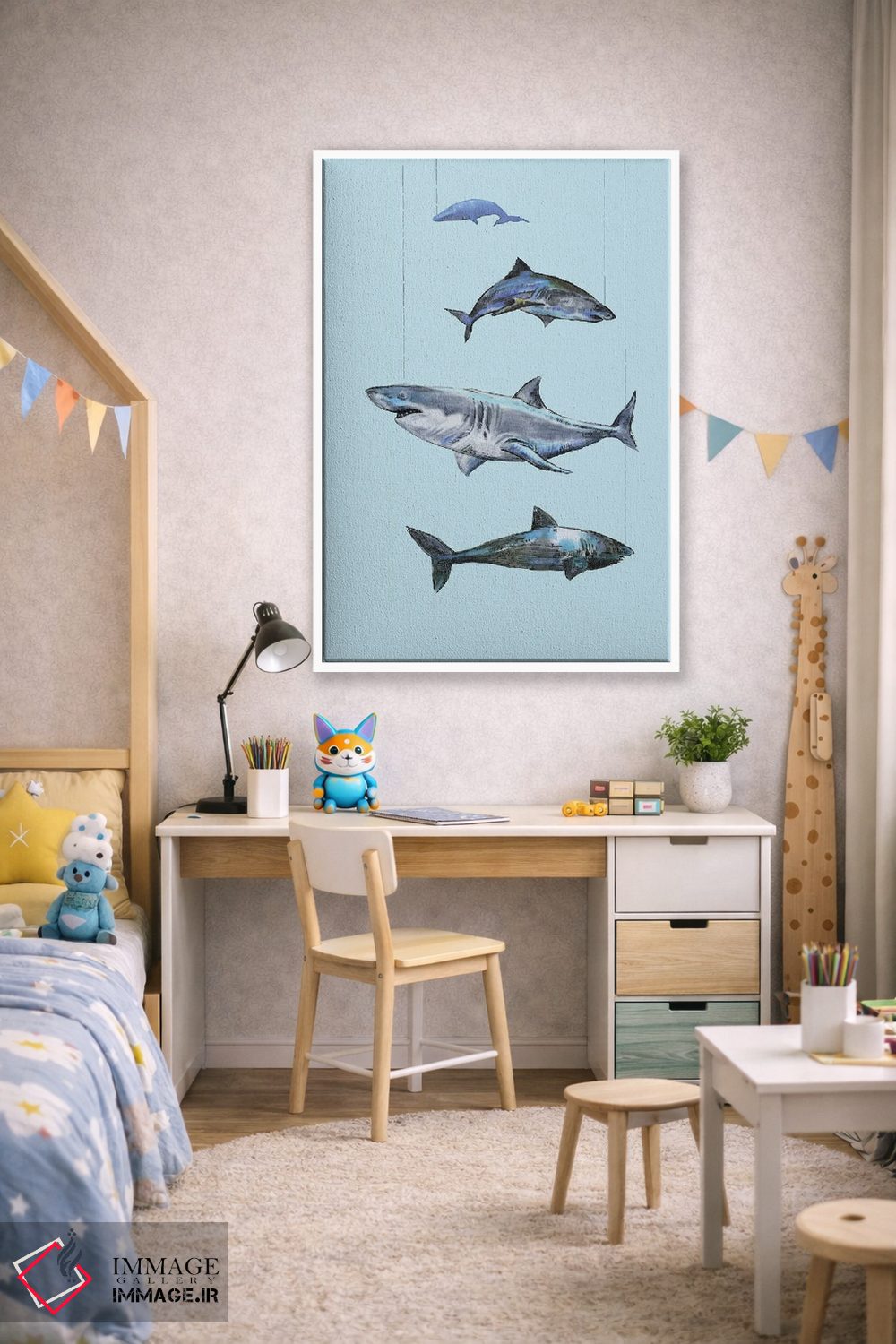 تابلو دکوراتیو چهار کوسه اثر فانیتسا پترو - D1W