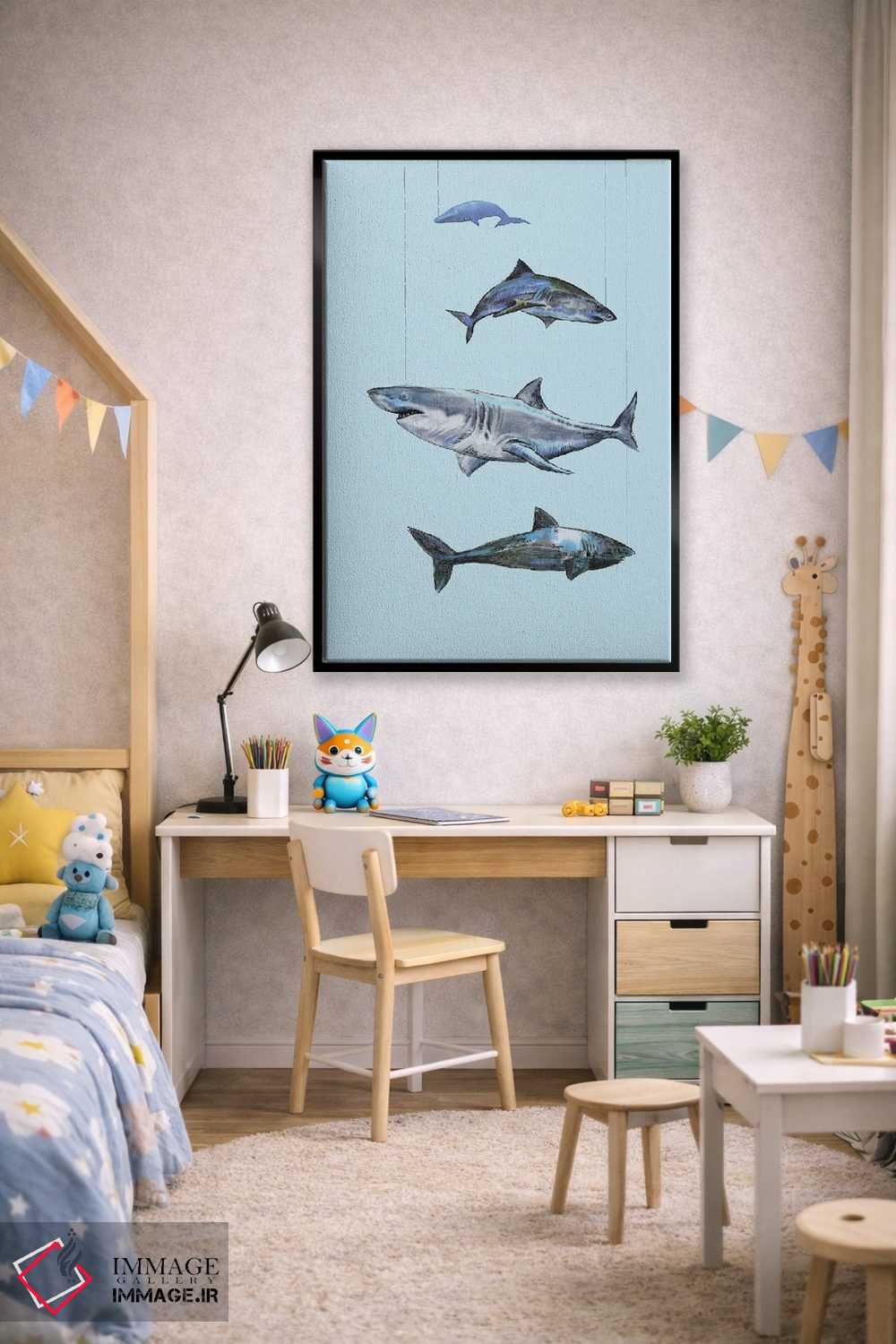 تابلو دکوراتیو چهار کوسه اثر فانیتسا پترو - D2B