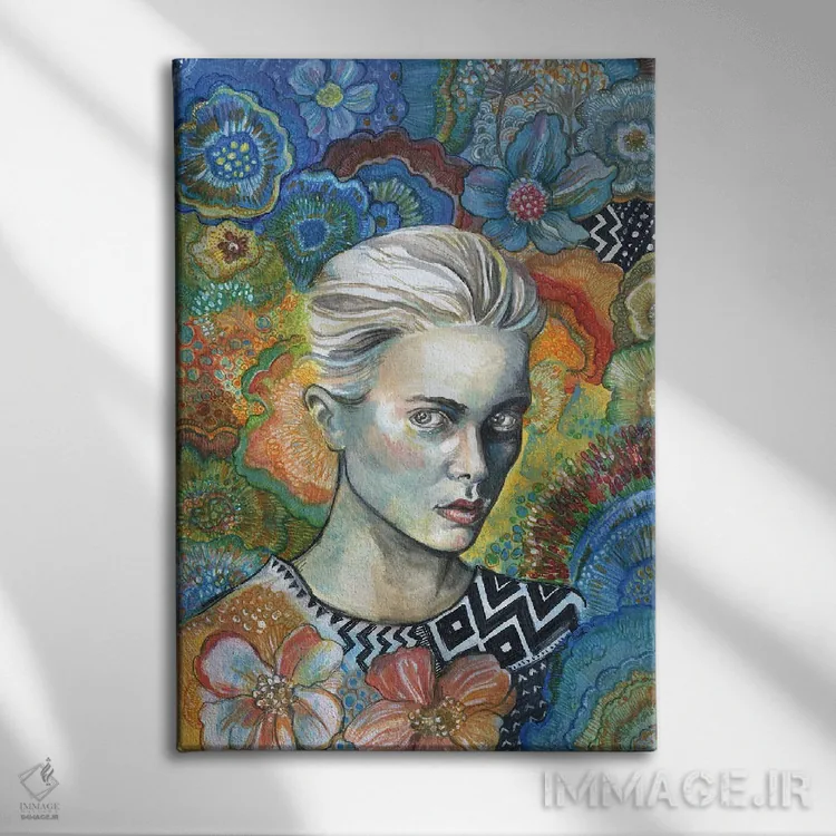 تابلو دکوراتیو هندسی گلدار اثر فانیتسا پترو - نمای روبهرو روی دیوار