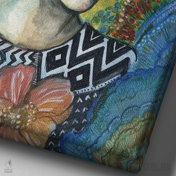 تابلو دکوراتیو هندسی گلدار اثر فانیتسا پترو - نمای نزدیک بافت بوم