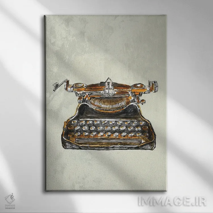 تابلو دکوراتیو ماشین تایپ قدیمی اثر فانیتسا پترو - نمای روبهرو روی دیوار